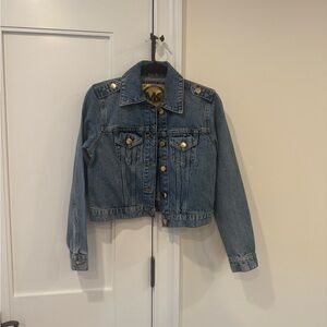 Michael Kors Blue Jean Jacket with Gold Accents